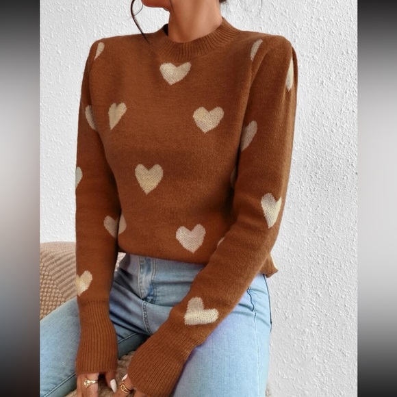 Cozy hearts print sweater top - Picture 3 of 6